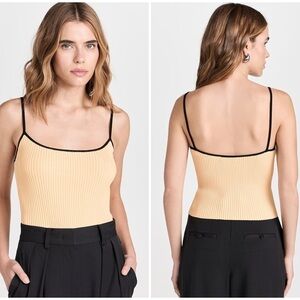 NWT STAUD Soleil Fitted Tank Top Ribbed Jersey Stretch Contrast Trim